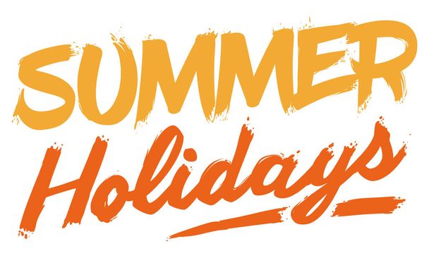Street art design like brush strokes with orange and yellow paint, announcing summer holidays. - Vector, Imagen