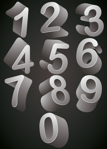 3D monochrome numbers vector set. - Vector, Imagen