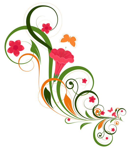 Floral Flourish Decorative Background - Διάνυσμα, εικόνα