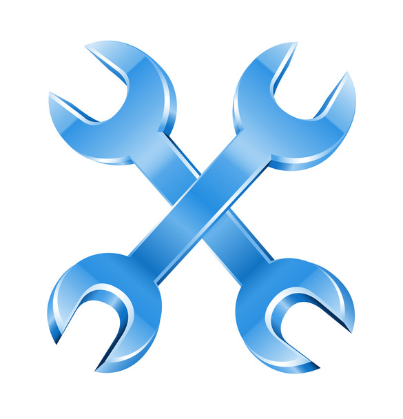 Cross of spanner and wrench working tools - Vector, Image