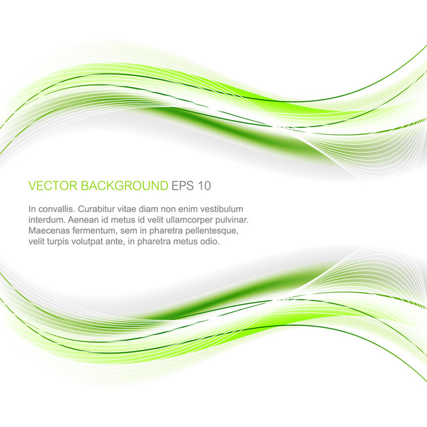 緑の波との抽象的なベクトル白い背景 - ベクター画像