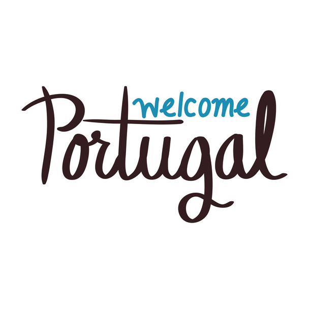 welcome portugal lettering calligraphy icon - Вектор,изображение