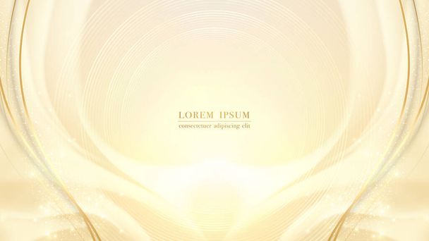 Роскошный фон с золотыми линиями, элементами золотого круга и блестящими блестками - Вектор,изображение