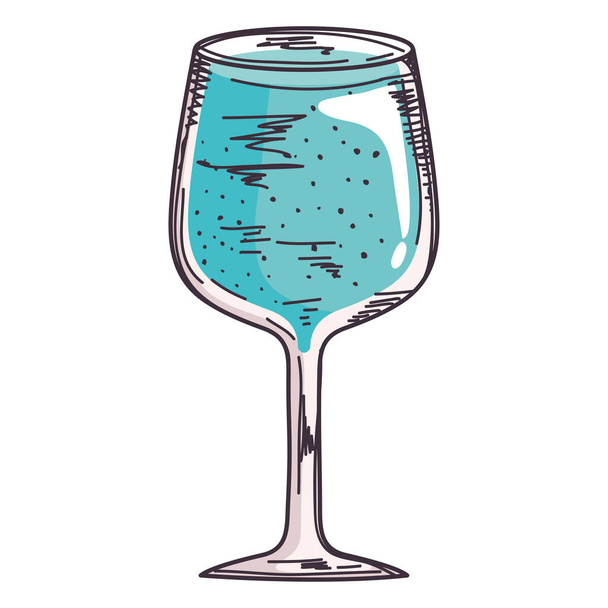 azul cóctel copa bebida icono - Vector, Imagen