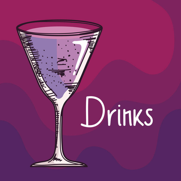 icône de boisson cocktail tasse violette - Vecteur, image