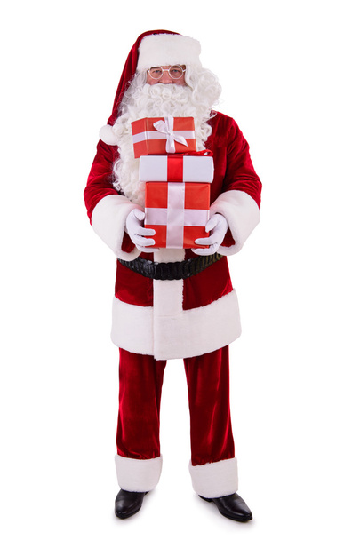 glücklicher Weihnachtsmann mit Geschenkschachteln - Foto, Bild