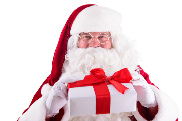happy Santa Claus with gift box - Foto, Imagem