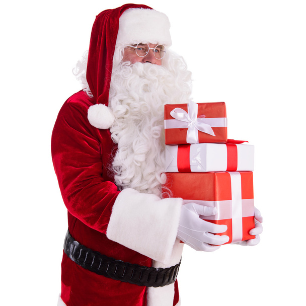 happy Santa Claus with giftboxes - Foto, Imagen