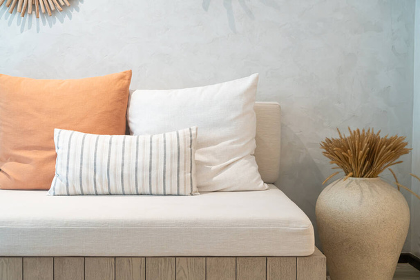 beautiful and comfortable pillow decoration on sofa - Foto, Imagen