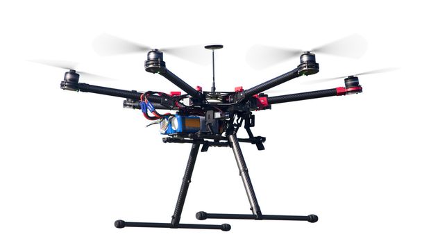 Drone volador aislado en blanco
 - Foto, Imagen