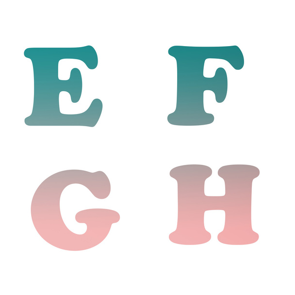 Isolated english alphabet letters E,F,G,H with pastel colors.(Se - Foto, afbeelding