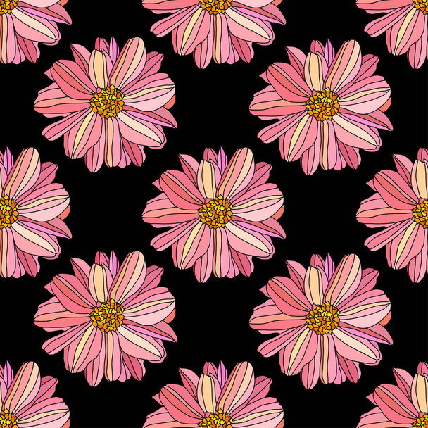 Elegant seamless pattern with dahlia flowers, design elements. Floral  pattern for invitations, cards, print, gift wrap, manufacturing, textile, fabric, wallpapers - Wektor, obraz