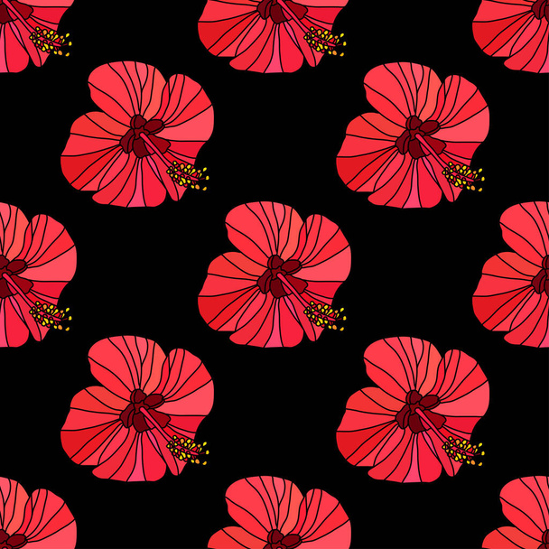 Elegant seamless pattern with hibiscus flowers, design elements. Floral  pattern for invitations, cards, print, gift wrap, manufacturing, textile, fabric, wallpapers - Wektor, obraz