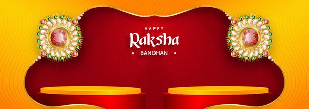 Raksha Bandhan 3d Podium round stage style for the Indian festival - Vector, Image