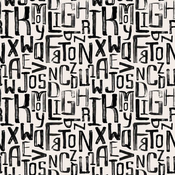 Seamless vintage style pattern, uneven grunge letters of random  - Vector, Image
