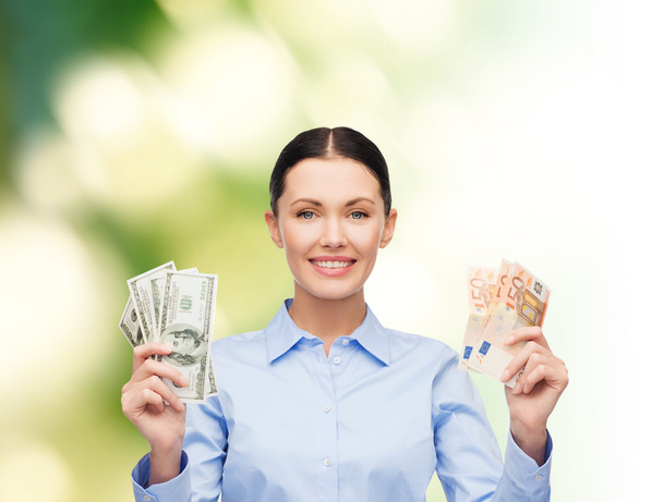 businesswoman with dollar cash money - Фото, зображення