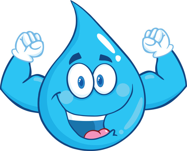 Water Drop Character Showing Muscle Arms - Photo, Image