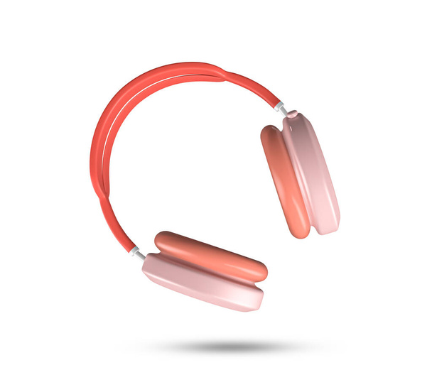 Kuulokkeet kuulokkeet 3D-kuvake. Äänikuulokkeet vaaleanpunainen aksentti. 3d langaton kuuloke minimaalisella tyylillä. Kuuntele musiikki gadget. Äänimusiikkisoittimet. 3D-renderöity kuva. - Valokuva, kuva