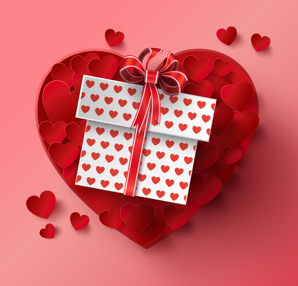 Valentines day. Abstract paper hearts - Vector, Image