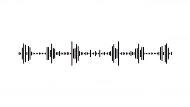 Schallwellenformfrequenz. Schwarze Tonwellen auf weißem Hintergrund. Nahtlose Schleifenanimation - Filmmaterial, Video