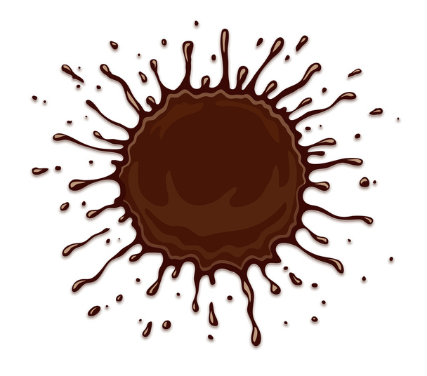 Round chocolate splash with drops isolated on white - Vector, Image