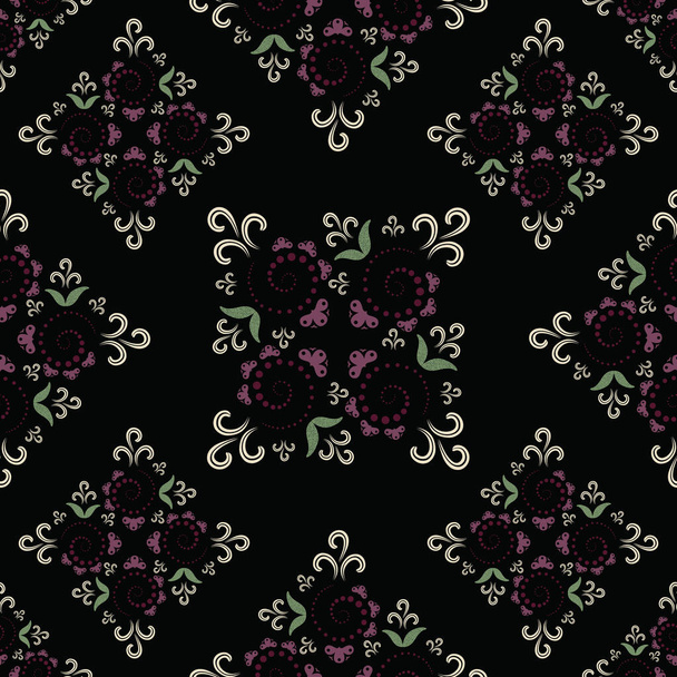 Black motifs geometric vector repeat allover pattern for home textile ladies fashion fabric backgrounds blooming pattern for print uses - Vector, Image