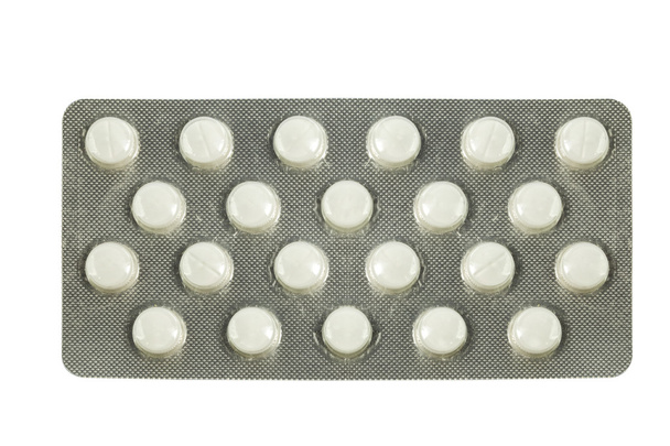 léčivé přípravky v blistrech izolovaných na bílém pozadí - Fotografie, Obrázek