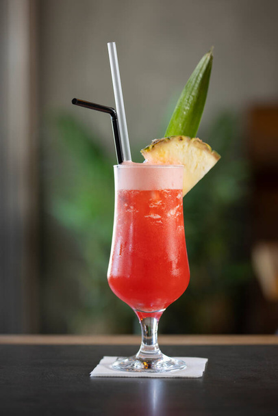 Strawberry pineapple cocktail served in a glass - Valokuva, kuva