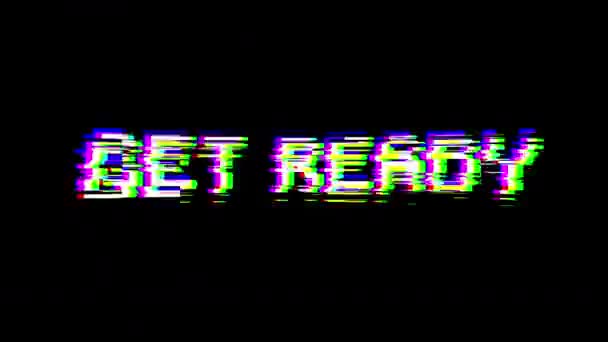 GET READY inscription on the screen with dynamic rgb glitch effect. Seamlessly loop animation. - Záběry, video