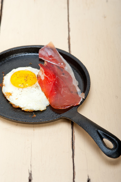 egg sunny side up with italian speck ham - Photo, Image