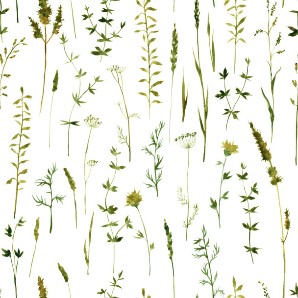 Seamless pattern with flowers and grass - Vektor, obrázek