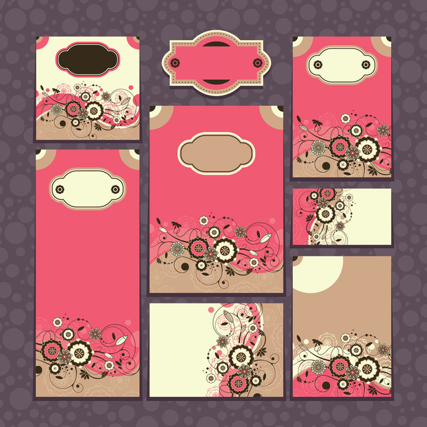Set of floral wedding cards - Vector, imagen