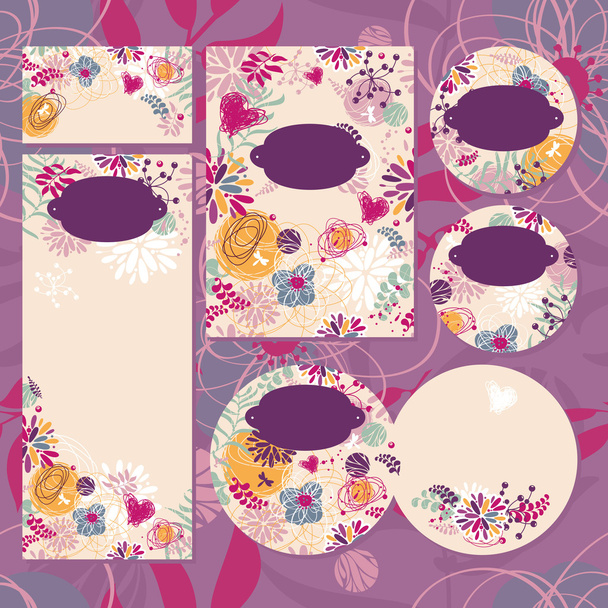Set of floral wedding cards - ベクター画像