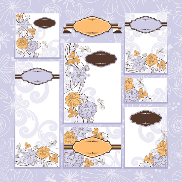 Set of floral wedding cards - Вектор, зображення