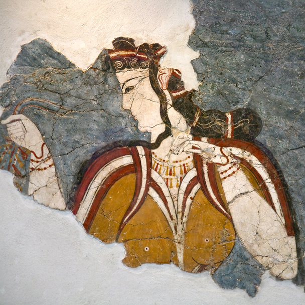 fragment van fresco van santorini - Foto, afbeelding