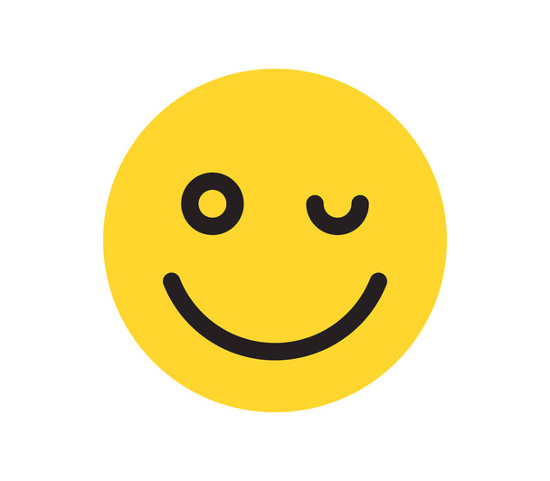 Simple emotion face and yellow cartoon emoji flat vector illustration. - Vecteur, image