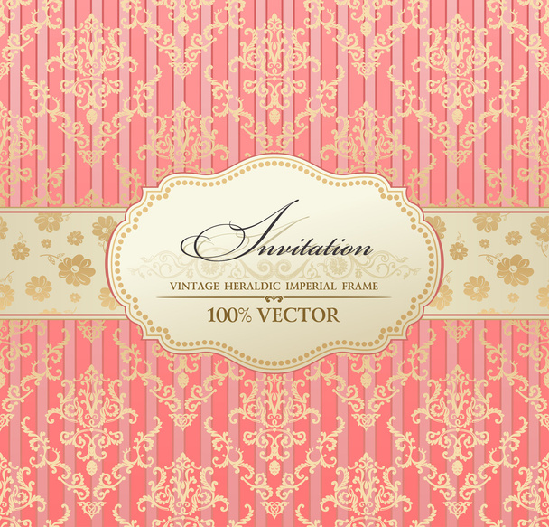 uitnodiging vintage label vector frame roze - Vector, afbeelding