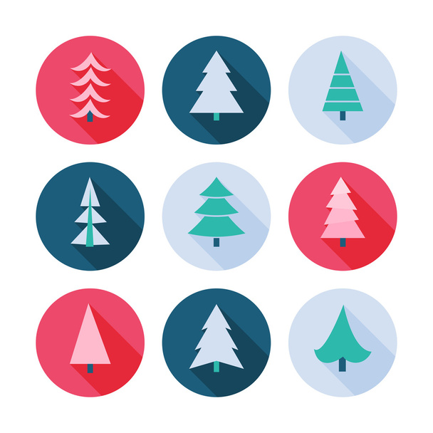 Set of Christmas trees icons. - Vector, Image