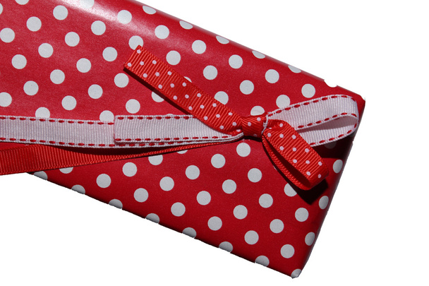Gift bow on the box. - Zdjęcie, obraz