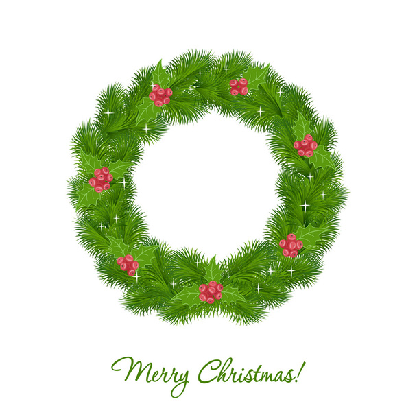 Christmas wreath on white background - Vector, Image