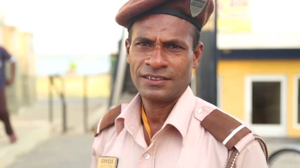 Portrait of a local guard on the street - Filmagem, Vídeo