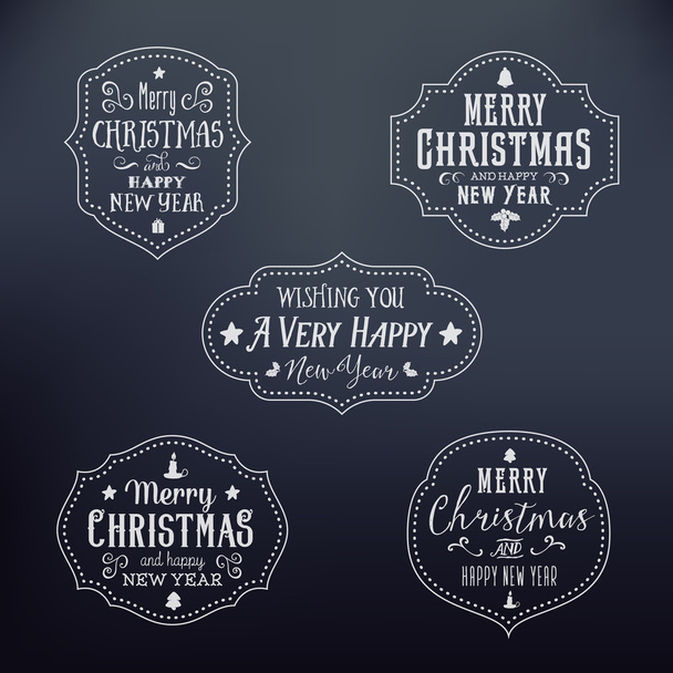 Vintage Typography Christmas Vector Badges Set - Vector, Image