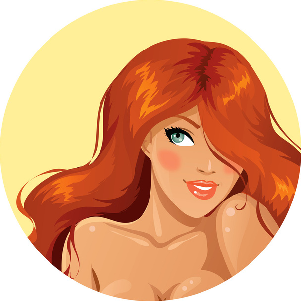 Portrait of girl with red hair - Vetor, Imagem