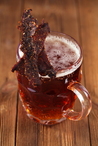 Jerky beef with beer - Photo, Image