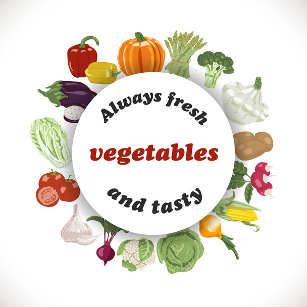 Vector background with vegetables in a circle and the words - Vecteur, image