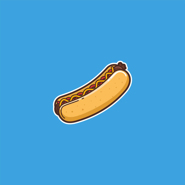 Hot Dog Vector Cartoon Isolated - Foods and Drinks Illustration Cartoon Style. - Vector, imagen
