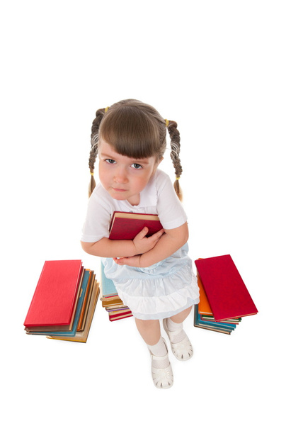 Little girl with books - Valokuva, kuva