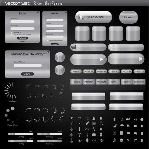 Silver Web Set Illustration - Vector, Image