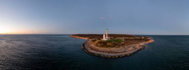 Montauk Lighthouse and beach at sunrise, Long Island, New York, USA. - Photo, Image