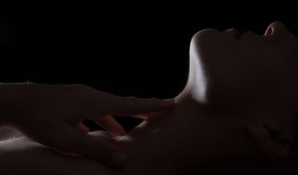 Body scape of woman neck and hand emotion artistic conversion - Photo, Image